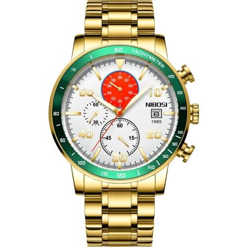 NIBOSI Leather VIP 1 Fashion Mens Watches with Black Gold Top Brand Luxury Sports Quartz Watch Men Relogio Masculino