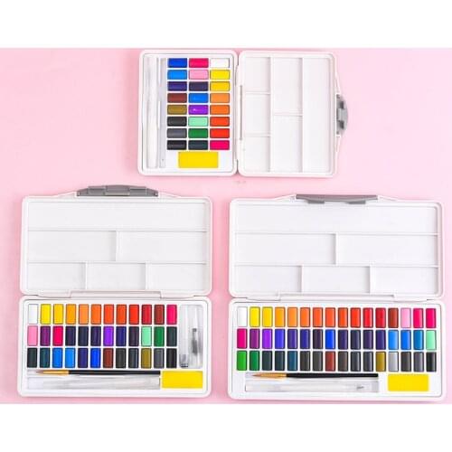 Macaron Style Solid Watercolor Pigment Set 24/36/48 Color Beginner Portable With Color Palette Art Supplies