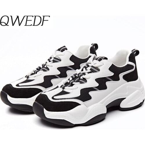 2019 New autumn Fashion Women Casual Shoes Leather Platform Shoes Women Sneakers Ladies White Trainers Chaussure Femme K7-46