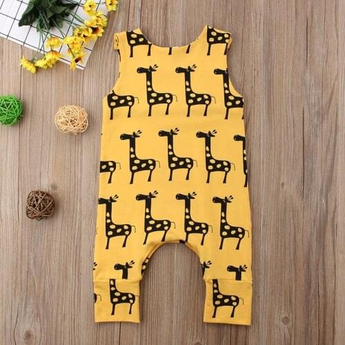 2020 New Arrival 0-24M Cute Newborn Baby Boy Girl Sleeveless Cartoon Animal Cotton Romper Jumpsuit Outfits Summer Clothes