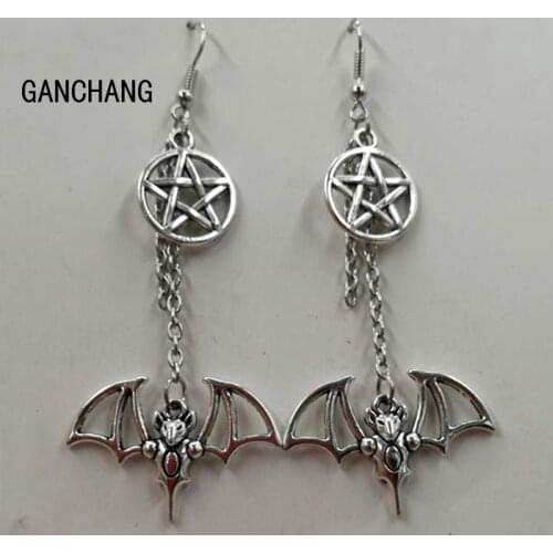 New personality cute bat five-pointed star earrings ladies jewelry creative bat earrings