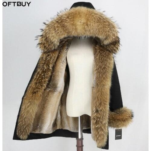 OFTBUY Waterproof Parka 2021 Winter Jacket Women Real Fur Coat Natural Raccoon Fur Collar Hood Real Rabbit Fur Liner Streetwear