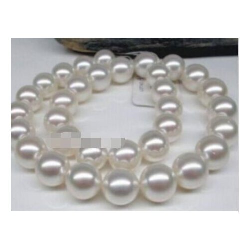 HUGE 18"AAAA+ 11-12MM SOUTH SEA WHITE PEARL NECKLACE 14K