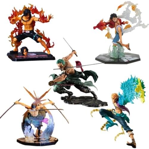 One Piece Anime Character Model Luffy Zorro Ace Sanji·White Beard Anime Classic Fighting PVC Action Character Collectible Gift