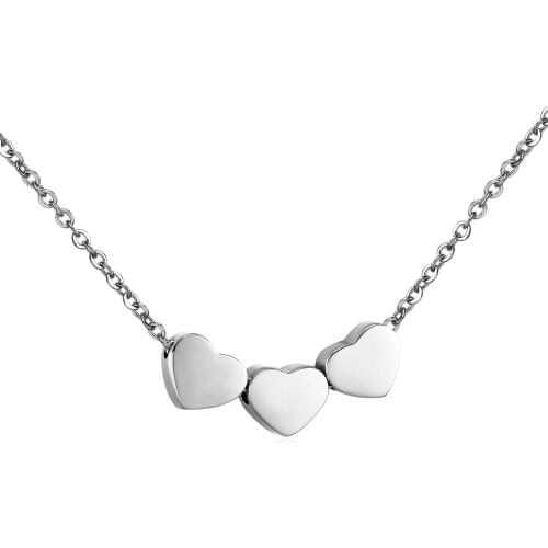 Clearance Sale 304 Stainless Steel Clover Heart Pendants Necklaces For Women Fashion Three Heart Necklace Jewelry