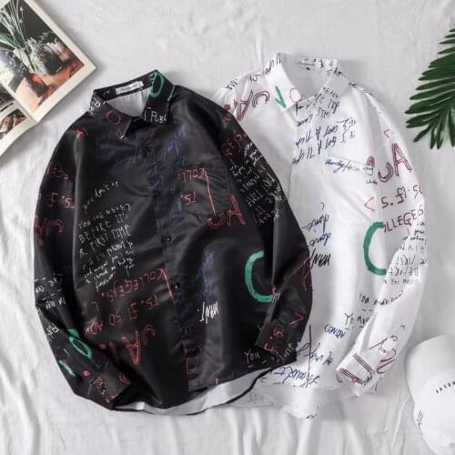 Graffiti Floral Shirt Long Sleeve Shirt Mens autumn and winter graffiti printed shirt mens and womens cardigan shirt mens