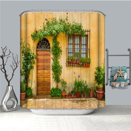 Garden Scenery 3D Shower Curtain Flower Waterproof Green Bathroom Home Decor Vintage Set For Bathroom Curtains Moroccan BathrooM