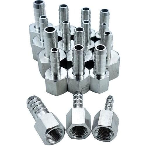 Barstock 6/8/10/12 mm ID Hose Barb Tail To 1/4"/ 3/8"/1/2" BSP Female Hose Barb Fitting SS 304 Stainless Steel