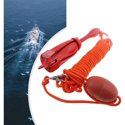 Boat Folding Anchor 1.5Kg/3.3Lb Marine Grapnel Anchor Buoy Kit & 9M Rope For Kayak Yacht Speedboat Boat Accessories Marine