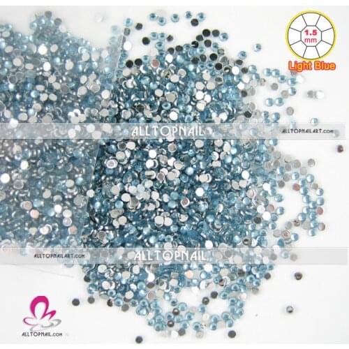Light Blue A_Grade 1.5mm faceted round nail rhinestones 240000pcs rhinestones for nail art (21 colors available)-Free Shipping