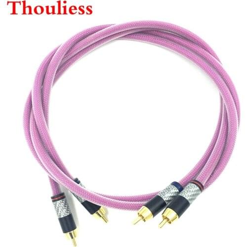 Thouliess Pair HIFI Carbon Fiber Gold Plated 2RCA Cable 6N OFHC Audio cable HIFI Double RCA Signal Line Rca Cable for XLO HTP1