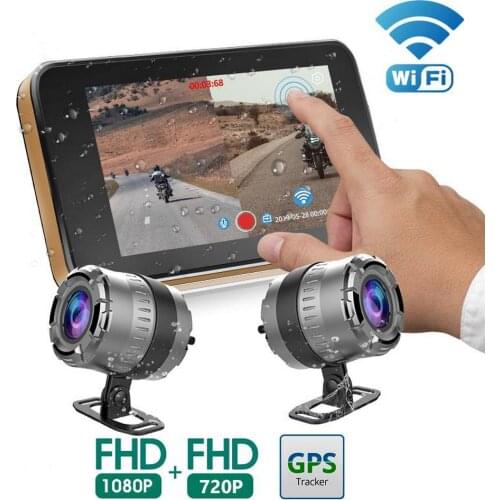 Motorcycle DVR Dash Cam WiFi 1080P FHD Front Rear View Full Body Waterproof Motorcycle Camera GPS Recorder Box