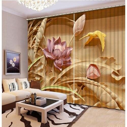 High quality custom louts curtain 3D Curtain Printing Blockout Polyester Photo relief curtains
