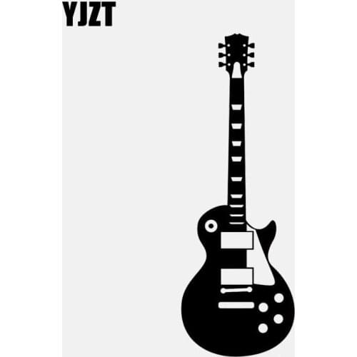 YJZT 5.6CM*15CM Removable Guitar Inspired Music Metal Rock Vinyl Black/Silver Car Sticker C22-0629