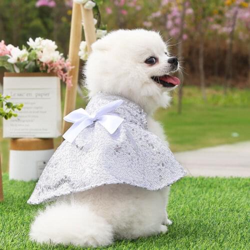 New Spring And Summer Fashion Sequin Pet Skirt Beautiful Dogs Cat Princess Dress Wedding Bow Clothes Hot