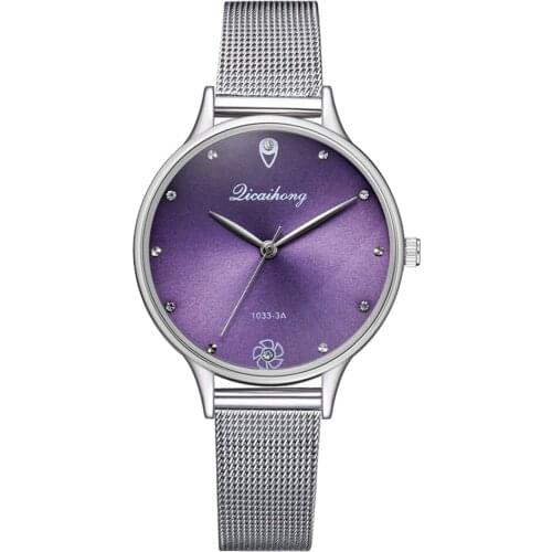 Womens Rhinestone Index Analog Round Dial Mesh Band Quartz Wrist Watch Gift Ladies Dress Watches Gift Luxury