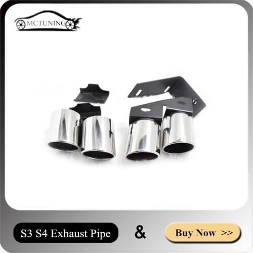 1 Set Car Accessories Silver Exhaust Pipe For Aud-I A3 A4 Update S3 S4 Car Styling Stainless Steel Nozzles Tailpipe Muffler Tip
