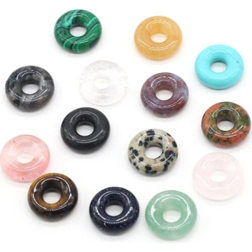 2 Pcs Natural Stone Beads Round Crystal Agates Amethysts Stone Pendant Charms Accessories for Jewelry Making Necklace Bracelet