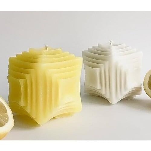 3D Art Cube Magic Ball Silicone Handmade Scented Candle Mold DIY Square Honeycomb Aromatherapy Mould Supplies Decoration