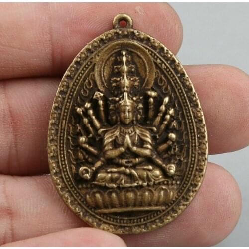 42MM Chinese Bronze Buddhism 1000 Arms Avalokiteshvara Kwan-yin Guan Yin Pendant