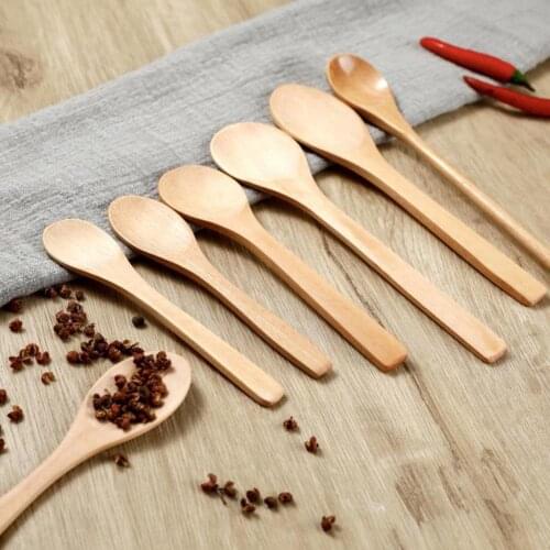 5Pcs Wooden Spoon Rice Spoon Teaspoon Catering Stain-free Practical Wooden Multi-function Soup Spoon for Home Kicthen