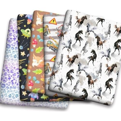 50*150cm New Colorful Cartoon Pattern Printed Leather Polyster Cotton Liverpool Bullet Fabric for DIY Handmade Half Yards