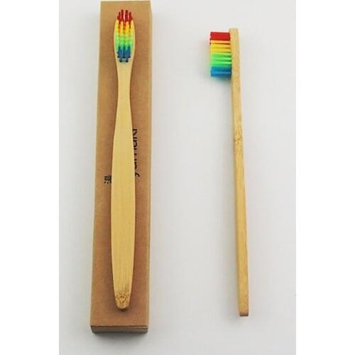 50 Piece Three Color Bristle Bamboo Toothbrush Wood toothbrush Novelty Bamboo soft-bristle Capitellum Bamboo Fibre Wooden Handle