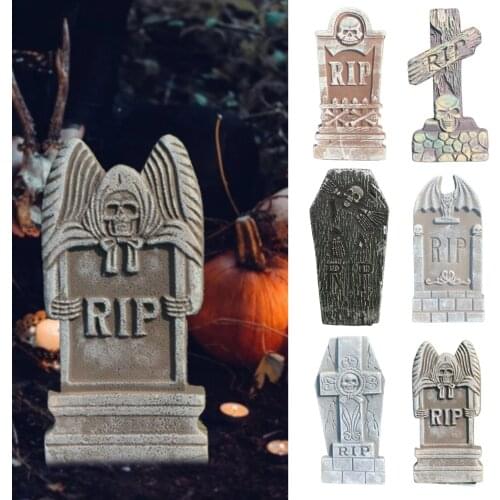 6pcs Headstone Decorations Different Styles , 17”Halloween Foam Graveyard Tombstones for Outdoor Lawn Decorations