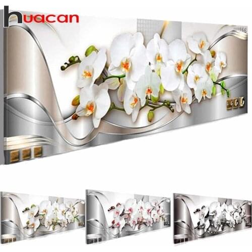 Huacan New Diamond Embroidery Orchid 5D Diamond Painting Cross Stitch Flower Mosaic Rhinestone Pictures Wall Art