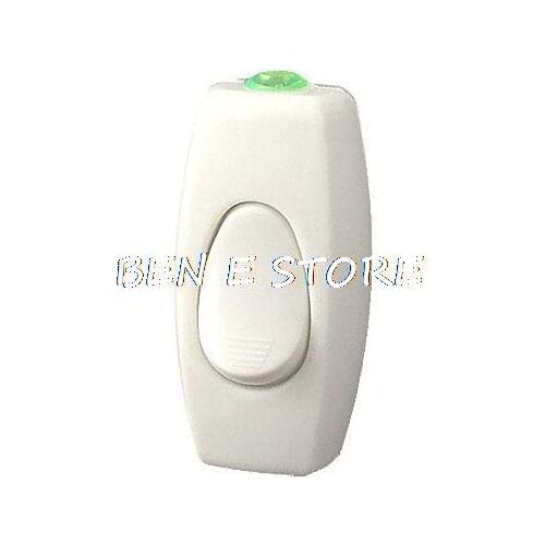 White Plastic Rocker Button Lamp Cord Switch AC 220V 6A 250VAC