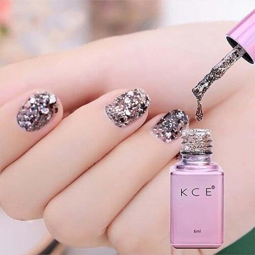 6ml Glitter Nail Polish Soak Off UV Led Gel Nail Polish Base and Top Coat Sequins Series Nail Art Tools