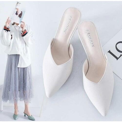 White Spring Office Shoes Women High Heels Pump 5CM Slip on Sandals Sandalias Comfortable Ladies Tenis White High Heels