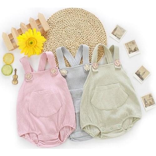 DHL 100pcs Lovely Baby Summer Solid Sling open back Rompers New Baby Lovely One-pieces Kids Suspender Romper