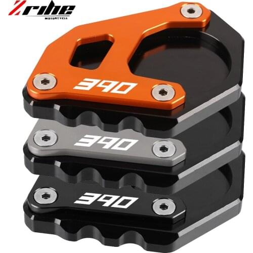 FOR 390 Adventure 390Adventure Adv Motorcycle Accessories CNC Kickstand Foot Side Stand Extension Pad Support Plate 390 LOGO