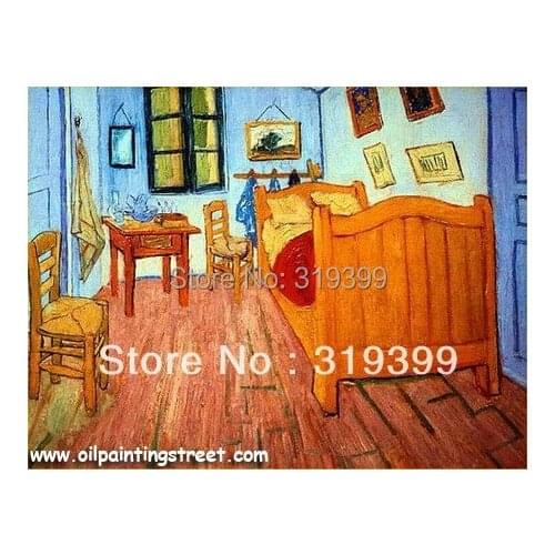 Linen Canvas Oil Painting reproduction,The bed room by Vincent Van Gogh,Free DHL Shipping,100% handmade,Museum quality