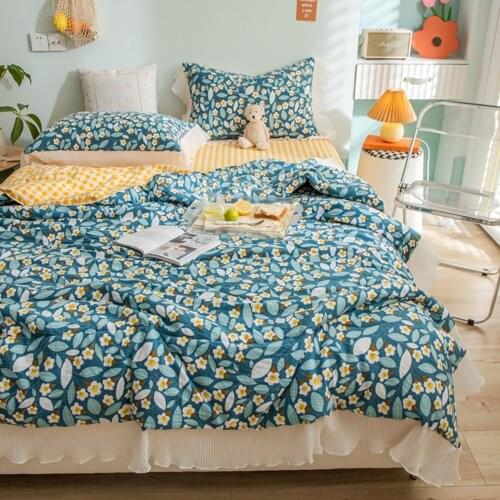 Summer Soft Breathable 100% Cotton Quilt Princess Lace Comforter Flowers Print throw Duvet Washed Cotton Throw Blanket Bedding