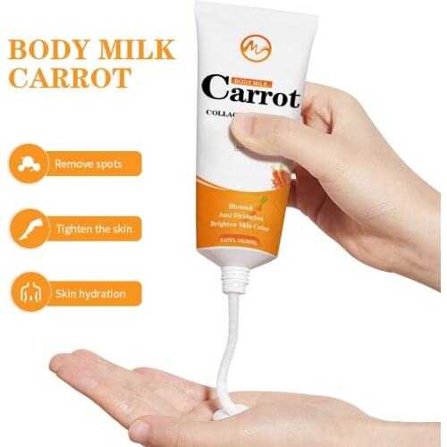 Minch Carrot Collagen Milk Body Whitening Cream Moisturizing Body Skin With Vitamin E Powerful Blemish Skin Milk 30ml Body Care