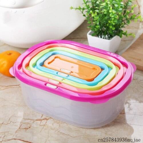 12Sets 5Pcs/Set Multifunction Food Storage Box ContainerTransparent Sealed Kitchen Containers Microwavable Crisper Set