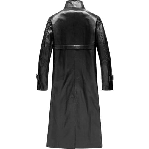 Mens Autumn Winter Jacket Men Genuine Cow Leather Jackets Windbreaker Long Coat JLK18DS8707 MY1372