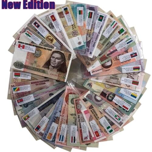 Set Lot 53 PCS Notes From 28 Countries, UNC Condition, Real Original Banknotes ( Out of Use Now ), Collection , Gift