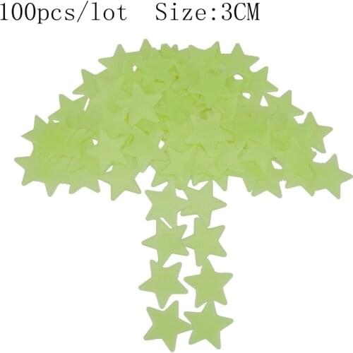 Wall sticker DIY poster Luminous Stickers 4 color stars wall stickers fluorescent wall stickers for kids rooms 100pcs/lot 3cm
