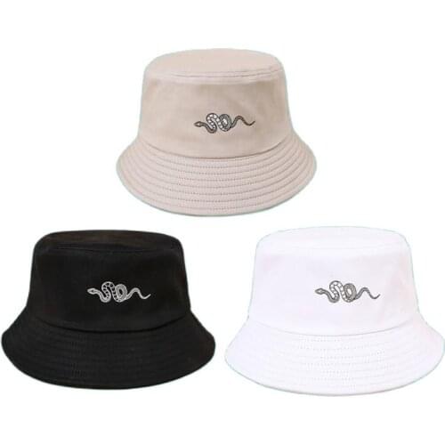 LDSLYJR 2021 fashion personality snake pattern Bucket Hat Fisherman Hat outdoor travel hat Sun Cap Hats for Men and Women 88