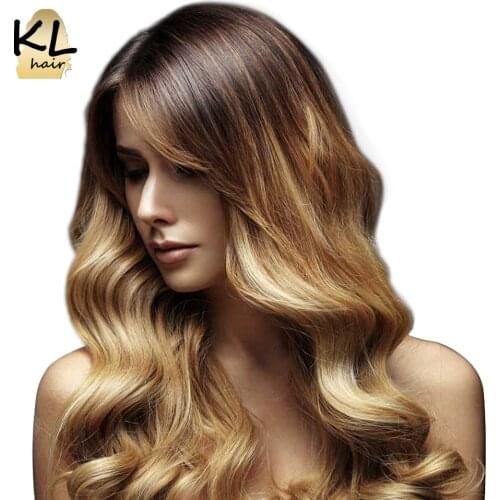 1B/4/27 Colored Human Hair Wigs Wavy Brazilian Remy Hair Pre Plucked Lace Front Wigs With Baby Hair KL Closure Wig For Women