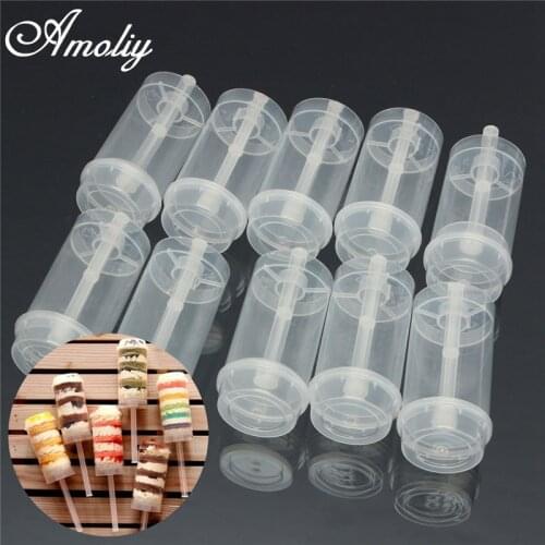 Aomily DIY 10pcs/Set Plastic Clear Push Up Pop Cake Containers Lids Shooters Birthday Party Events Favors Kids Gift Brinquedos