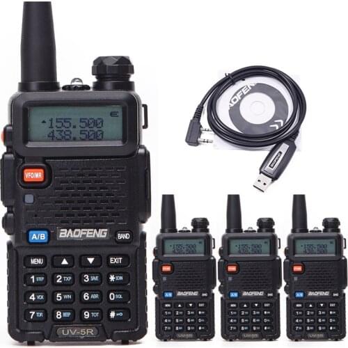 4pcs Baofeng UV-5R Walkie talkie 5W 128CH Dual Band VHF&UHF 136-174&400-520MHz Two Way Radio UV5R Hunting Ham Radio UV 5R&Cable