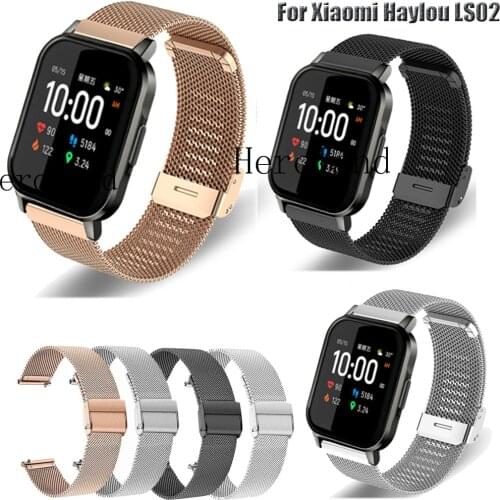 Stainless Steel Watchstrap For Xiaomi Haylou LS02 / Haylou RT LS05S Watchband For Amazfit GTS 2 Mini Milanese Wristband Bracelet