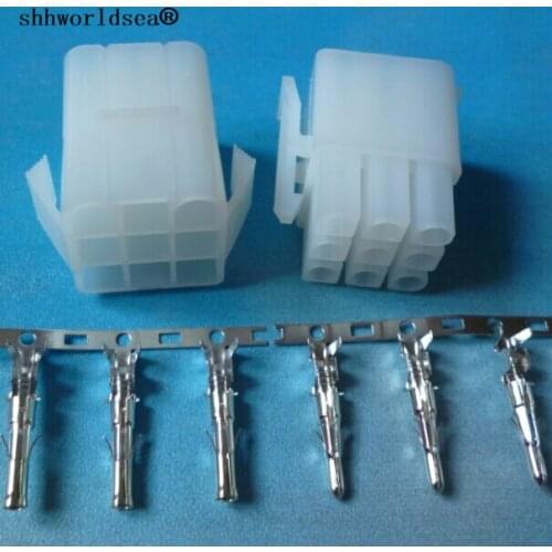 Shhworldsea Free shipping 10sets 9P 9 Way pin Big electrical wire connector Set Kits large set EL 6.2MM male Female socket plug