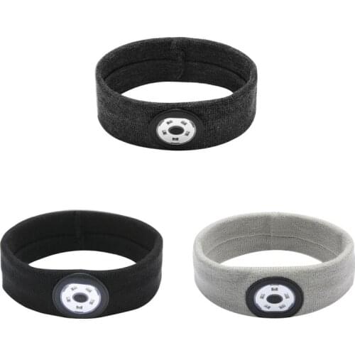 Outdoor Sports High Stretch LED Lighted Headband USB Rechargeable Moisture Wicking Running Hat Ultra Bright Waterproof