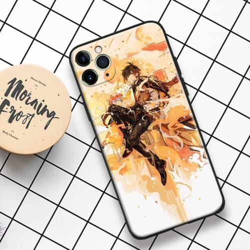 Zhongli Genshin Impact aesthetic Phone Case For iPhone 11 12 Mini Pro XS Max X XR 6s 7 8 Plus SE Soft TPU Silicone Glass Cover