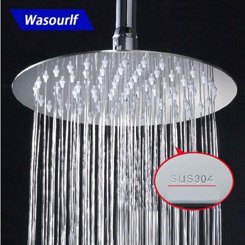 WASOURLF Round 304 Stainless Steel Top Spray Shower Head Bathroom Nozzle Shower Pressurized Ceiling Shower 6 8 10 12 Inch
